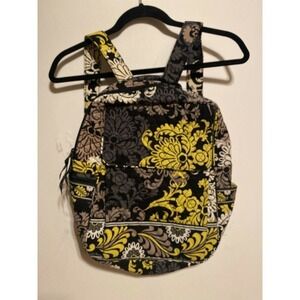 VERA Bradley Quilted Backpack ToteBag Black Baroque Floral Pattern Pockets